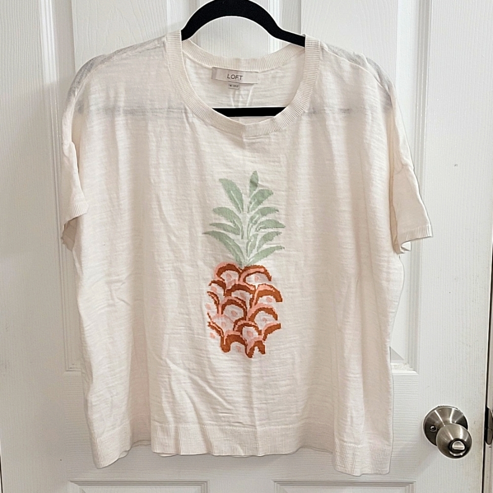 LOFT Pineapple Doleman Sleeve Sweater - XL